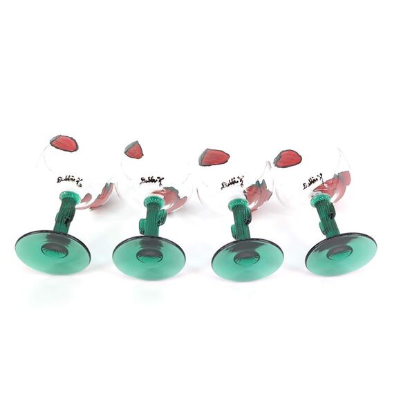 Libbey Cactus Hand Painted Signed 16 oz Margarita Cocktail Glass - Set of 4 -GUC - Picture 13 of 15